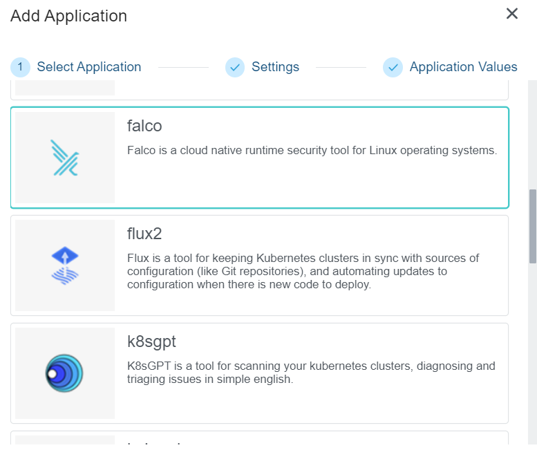 Select Falco Application